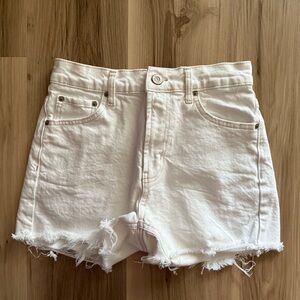 BDG White Denim Jean Shorts Raw Hem